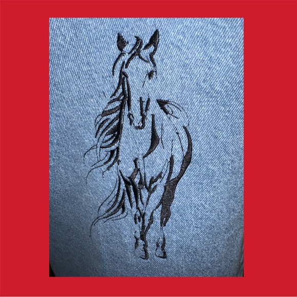 Horse Lover Embroidered Light Denim Distressed Long Sleeve Shirt - Picture 7 of 9